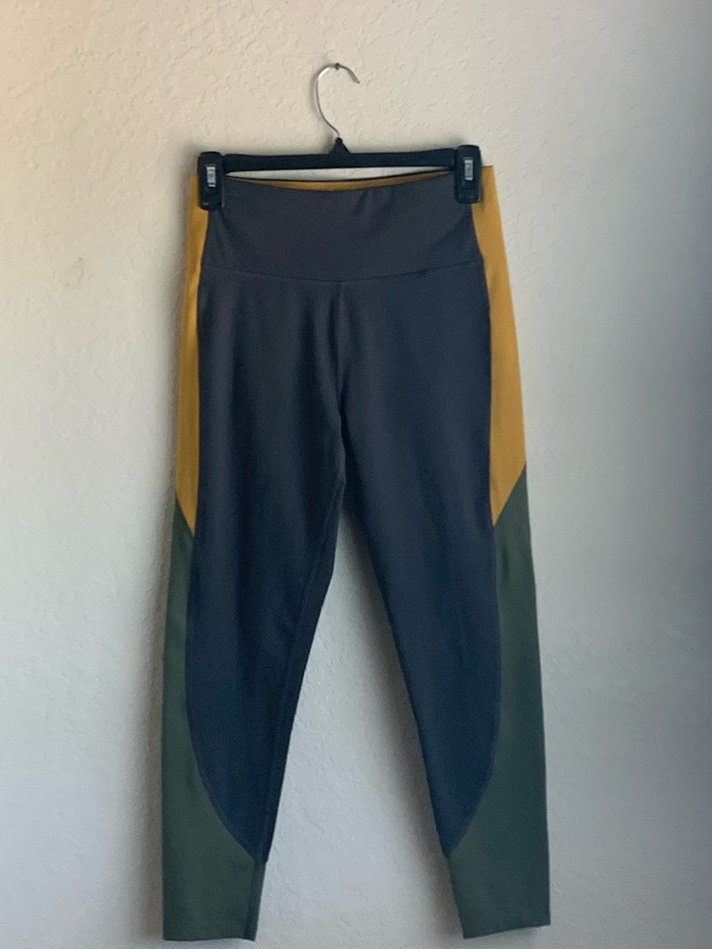 Calvin Klein Black Leggings with Yellow and Olive Green Panels